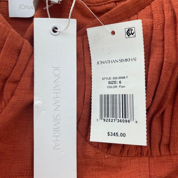 Jonathan Simkhai Flutter Sleeve Cotton Linen Quince Cropped Bodice Top NEW Sz 6 - Picture 7 of 11